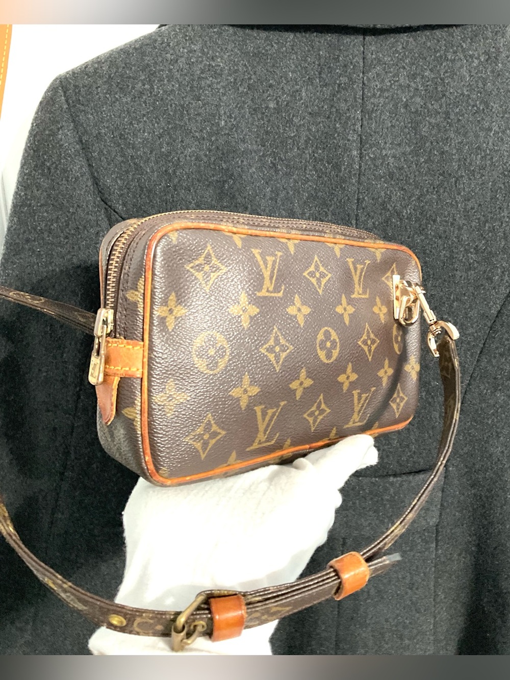 ✅LV free wallet POCHETTE BANDOLIER CROSSBODY LOUIS VUITTON AUTHENTIC - Picture 12 of 14